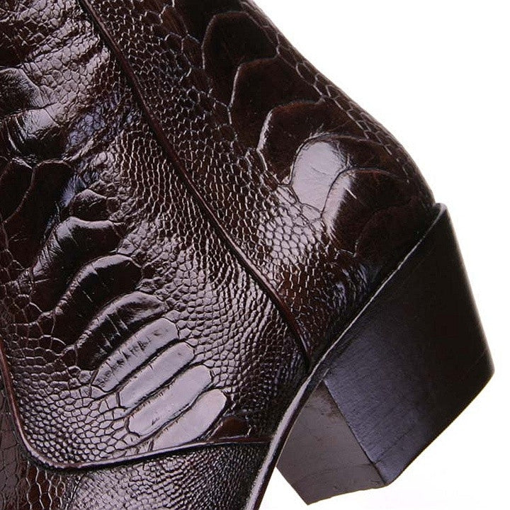 Los Altos Brown Genuine Ostrich Paw Dress Boot