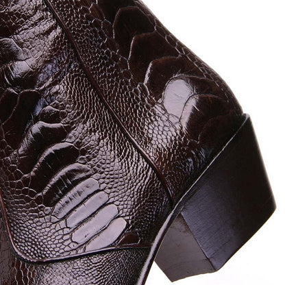 Los Altos Brown Genuine Ostrich Paw Dress Boot