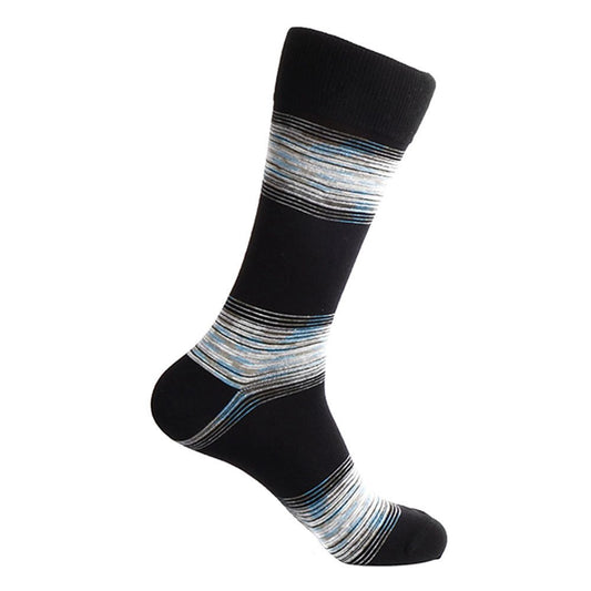 Steven Land Black Multi Linear Waves Printed Pattern Men's Socks