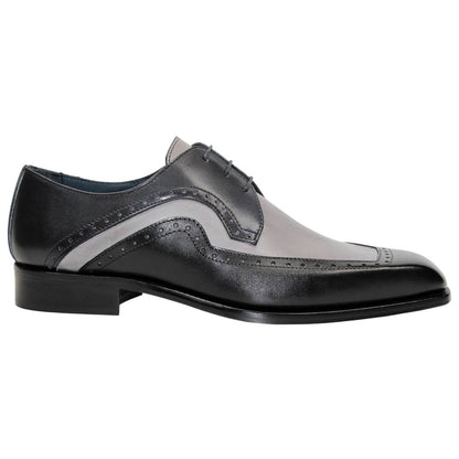 DUCA Velletri Black Men's Combo Italian Leather Spectator Derby Shoes