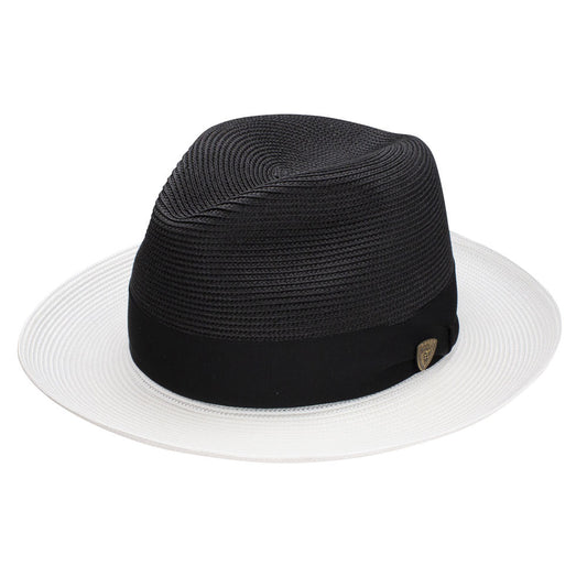 Dobbs Toledo Milan Straw Hat in Black/White