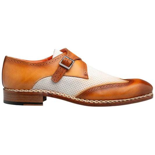 Mezlan Men’s Wingtip Spectator Monk Strap Camel/Bone Two-Tone Dress Shoes