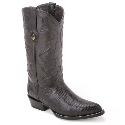 Wild West Black Genuine Teju Lizard Skin Boots