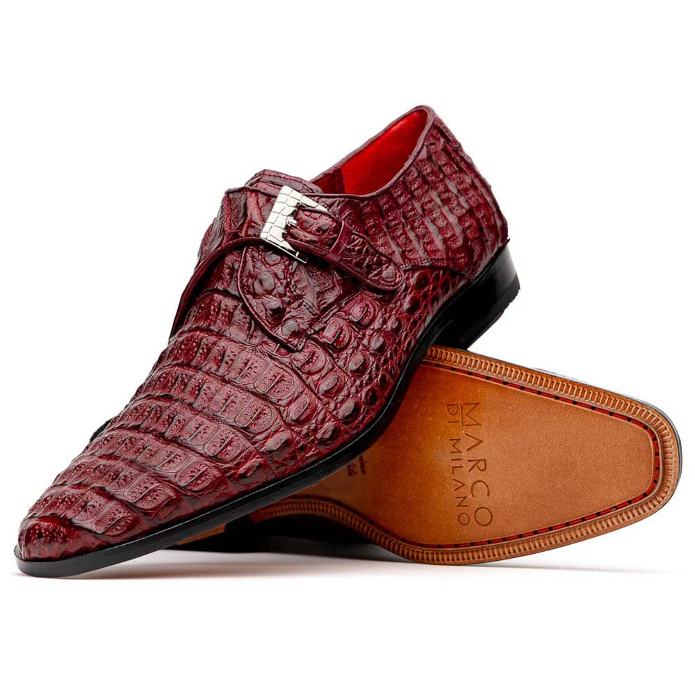 Luigi Wine Men’s Genuine Caiman Crocodile Dress Monk Strap | Marco Di Milano
