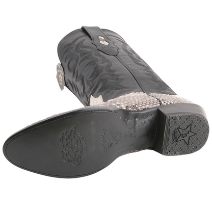 Los Altos Black & White Boots Genuine Python Skin