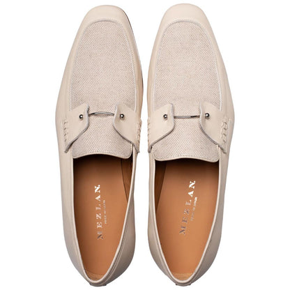 Mezlan Men's Saona Bone Calf/Linen Moc Toe Slip-On Loafer