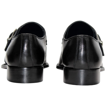 Duca Black Monk Strap Moc Toe Slip On