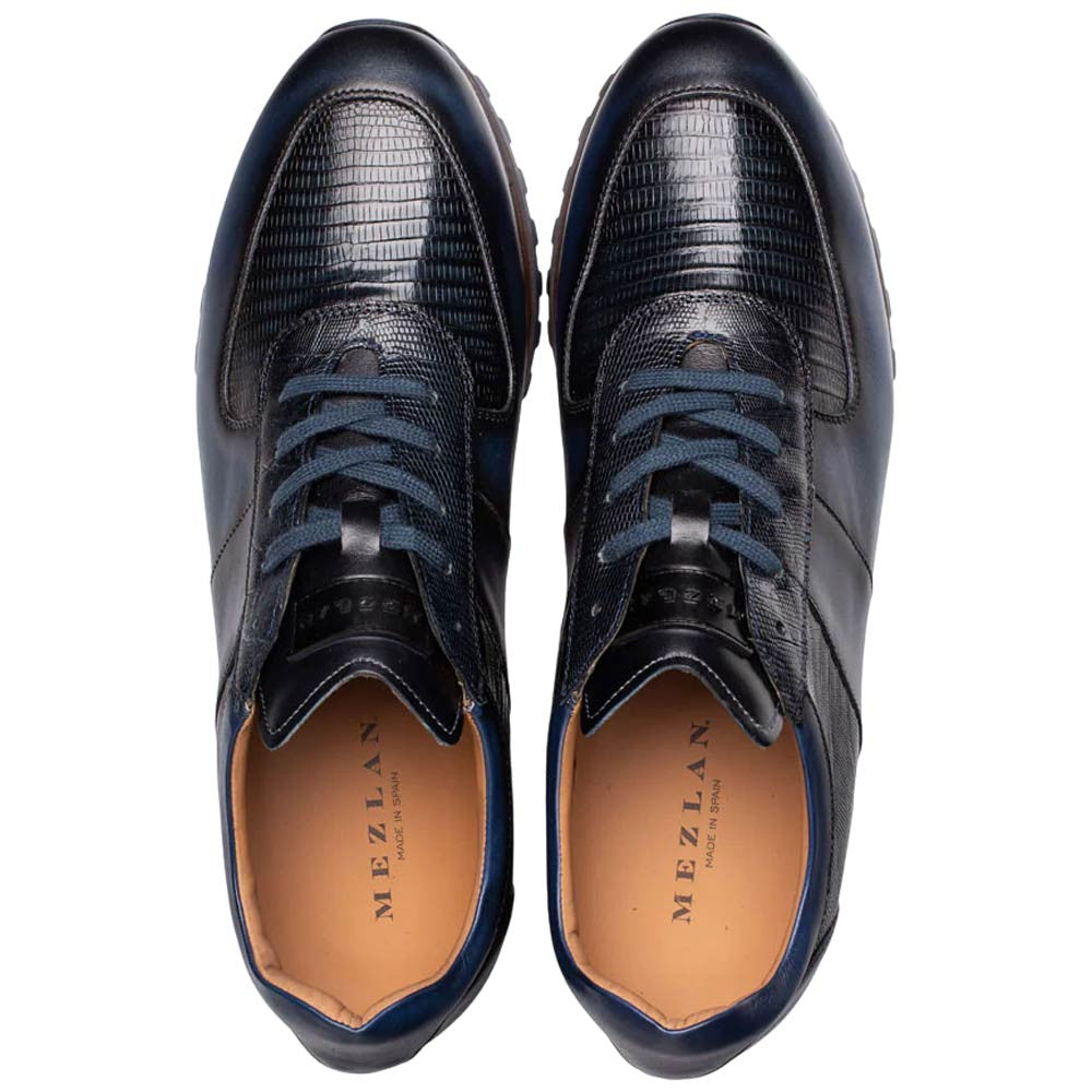 Mezlan Greenwich Genuine Lizard Skin Blue Fashion Sneaker