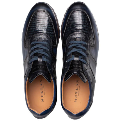 Mezlan Greenwich Genuine Lizard Skin Blue Fashion Sneaker