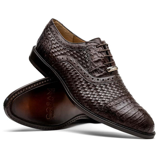 John Woven calfskin Genuine Caiman Crocodile Cap Toe Oxford | MARCO DI MILANO