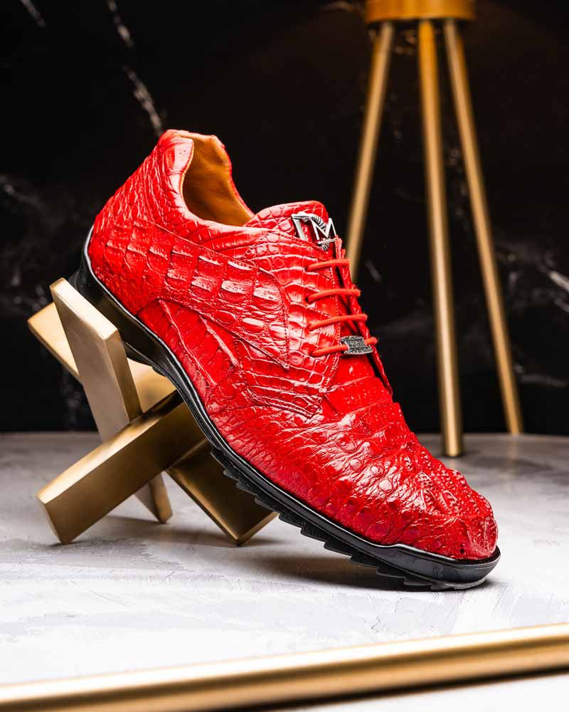 Marco Di Milano Kratos Genuine Caiman Crocodile Sneaker - Red
