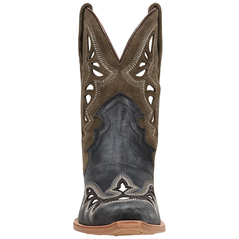 Dan Post Haven Women's Blue Leather Western Bootie - 8" Shaft, Snip Toe