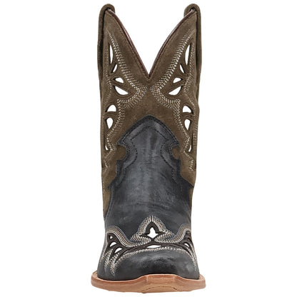 Dan Post Haven Women's Blue Leather Western Bootie - 8" Shaft, Snip Toe