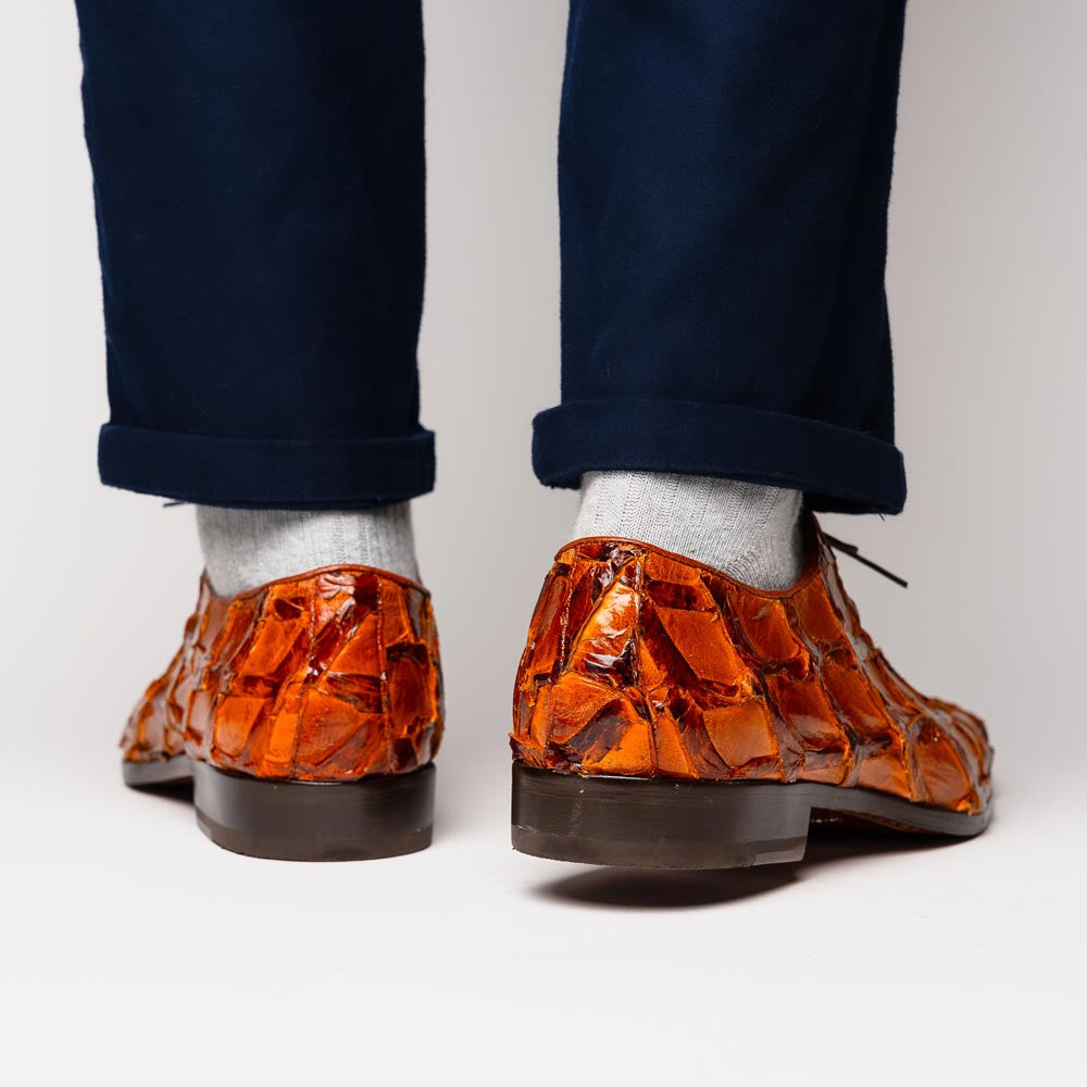 Oliveri Cognac Genuine Pirarucu Skin Classic Dress Oxford | Marco Di Milano