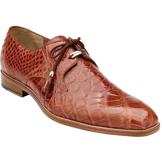 Belvedere Lago Men's Tassel Lace Cognac Alligator Shoe