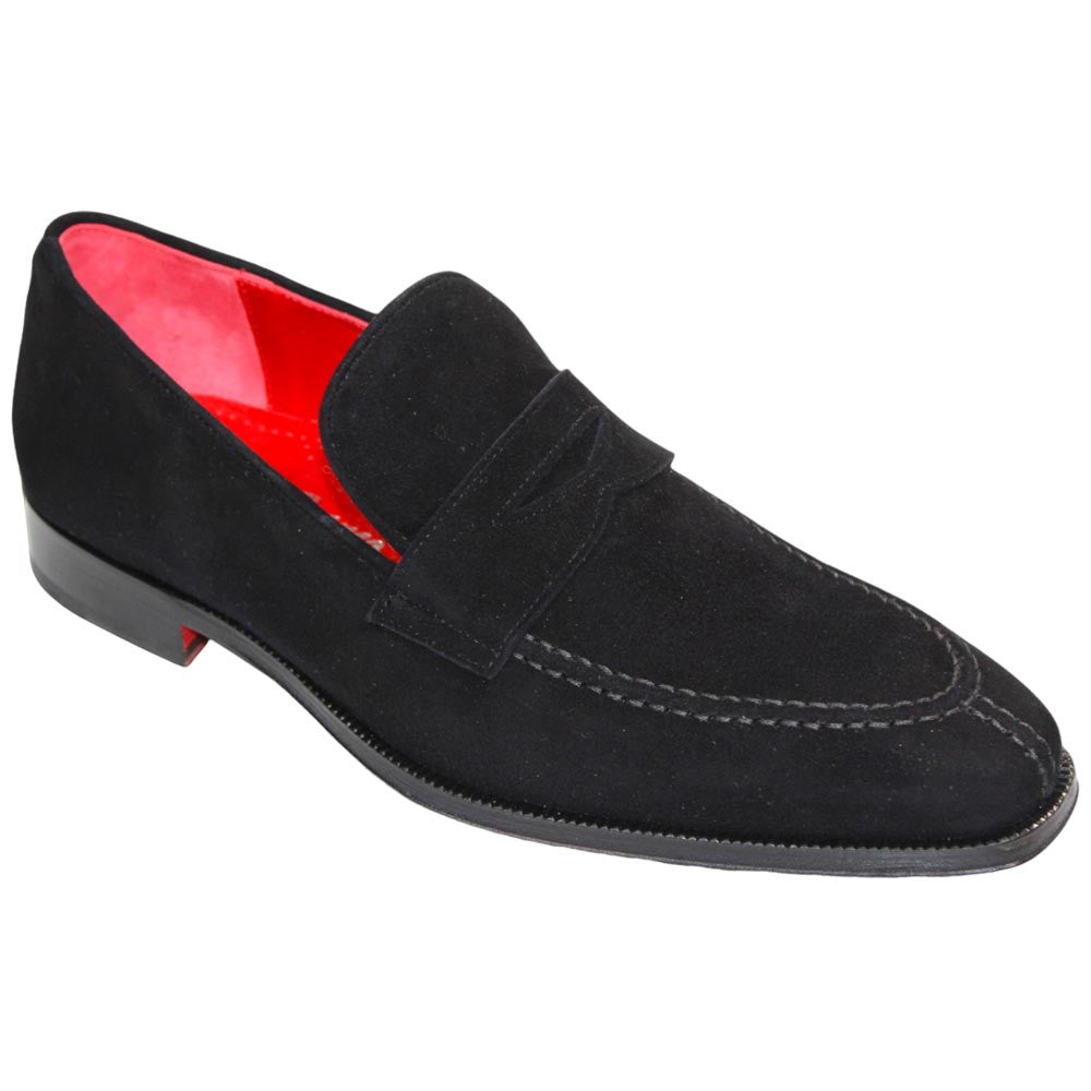 EMILIO FRANCO Oliviero Black Suede Leather Loafers