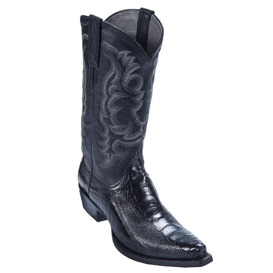 Los Altos Black Snip Toe Genuine Ostrich