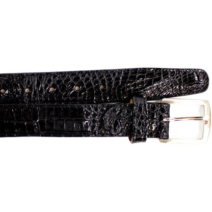 Belvedere Men's Black Crocodile Belt