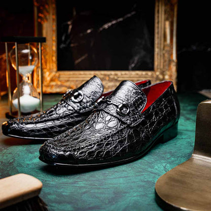 Landro Men’s Genuine Caiman Skin Moc Toe Bit Loafers | Marco Di Milano