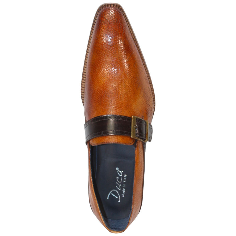 Duca Sezze Men's Cognac/Chocolate Snake Print/Calf-Skin Leather Loafers