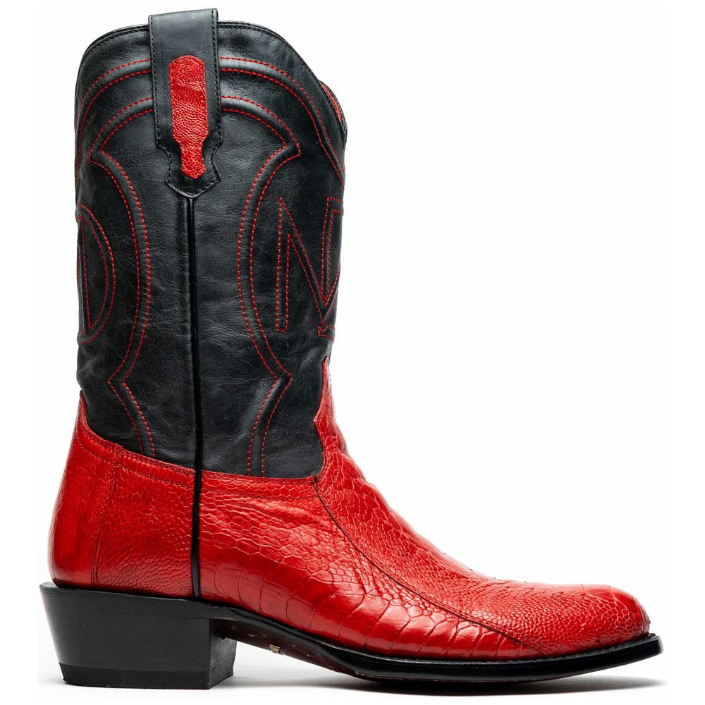 Denver Genuine Ostrich Leg Skin Red Cowboy Boot | Marco Di Milano Western Boots