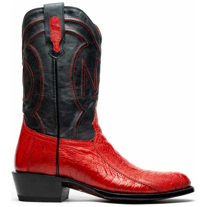 Denver Genuine Ostrich Leg Skin Red Cowboy Boot | Marco Di Milano Western Boots