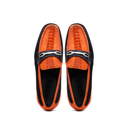 Marco Di Milano Hugo Ostrich Orange/Navy Loafers