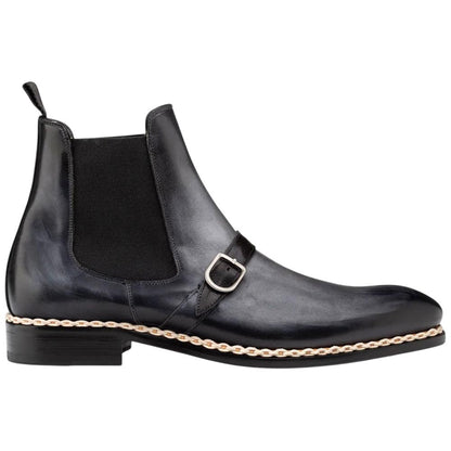 Mezlan Alpine Men's Dark Grey Monk-Strap Chelsea Boot