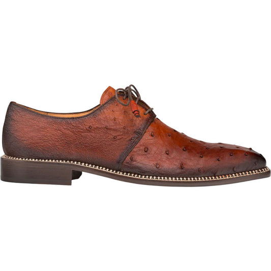 Mezlan Men's Tillson Exotic Ostrich Blucher in Brandy