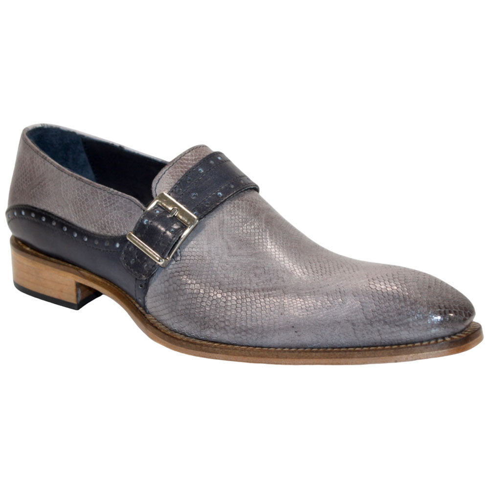Duca Sezze Men's Light Grey/Dark Grey Snake Print/Calf-Skin Leather Loafers
