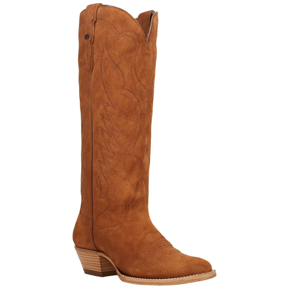 Dan Post Neon Prairie Women's Rust Suede Leather Western Boot - 15" Shaft, Narrow J Toe