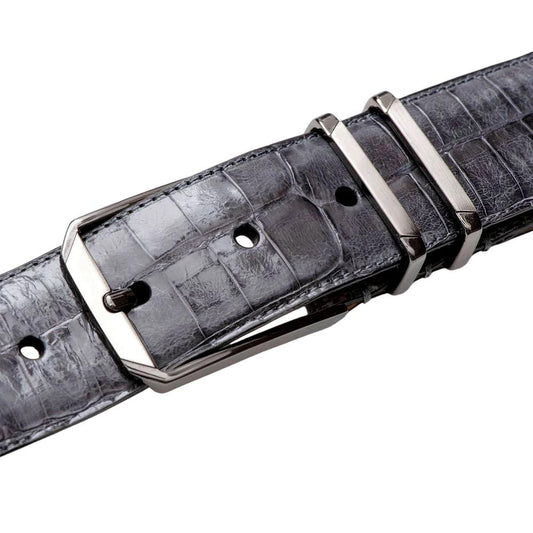 Mezlan Men's Genuine Crocodile Belt in Grey