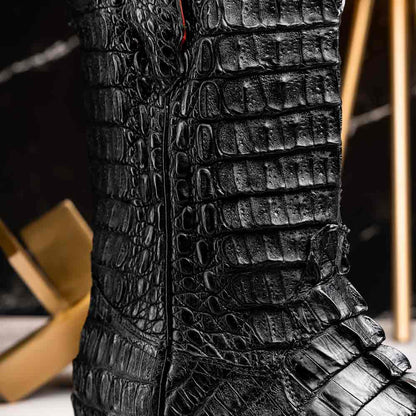 Marlboro Genuine Hornback Caiman Skin Black Cowboy Boot | Marco Di Milano Western Boots