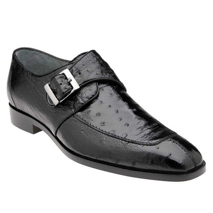 Belvedere Josh Men's Split Toe Monkstraps Black Genuine Ostrich Loafer