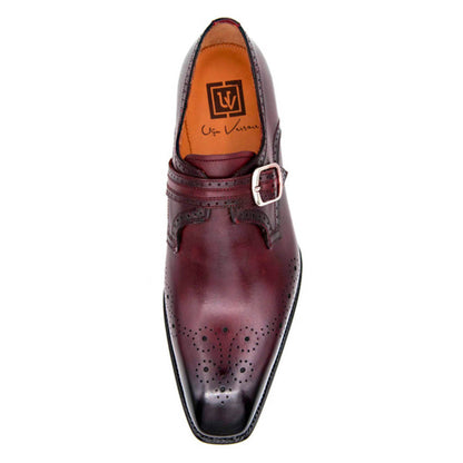 Ugo Vasare Men's Burgundy Good Year Welt Construction Monk Strap Shoes