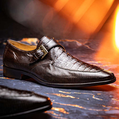 Toluca Genuine Crocodile and Lizard Skin Brown Monk Strap | Marco Di Milano