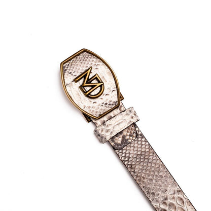 Arkansas Genuine Python Skin Western Belt in Natural with Antique Western Buckle | Marco Di Milano Exotic Belt