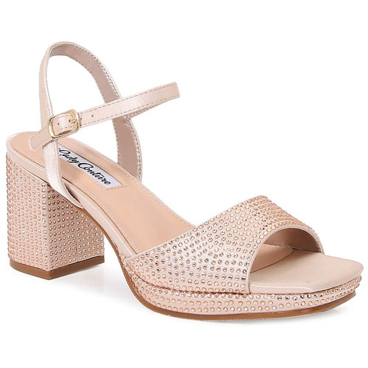 Lady Couture Judy 3” Block Heel Sandals in Champagne