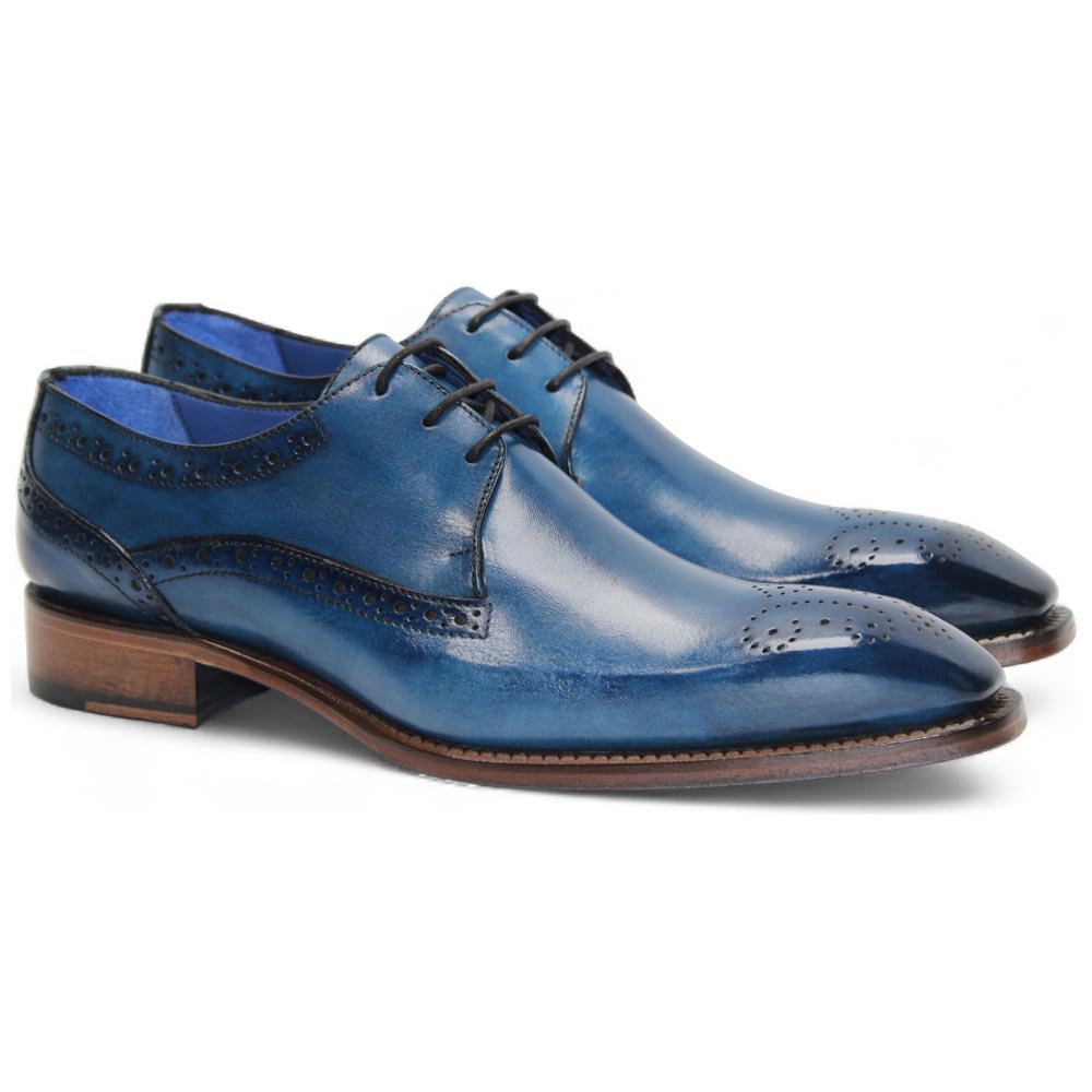 Emilio Franco Giacamo Ocean Blue Calfskin leather Derby Oxfords for Men
