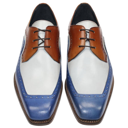 DUCA Velletri Blue Men's Combo Italian Leather Spectator Derby Shoes