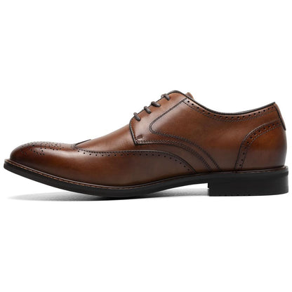 Stacy Adams Men’s Smooth Leather Wing Tip Brandy Oxfords Bennett