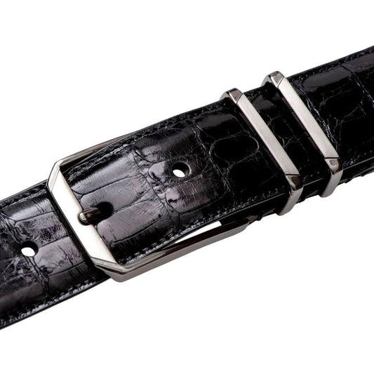 Mezlan Men's Genuine Crocodile Belt in Black