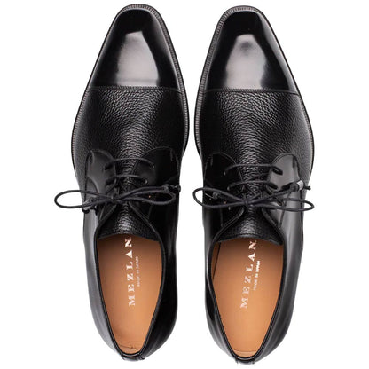 Capello Hi-Shine/Calf Black Cap Toe Derby | Mezlan Dress Shoes for Men