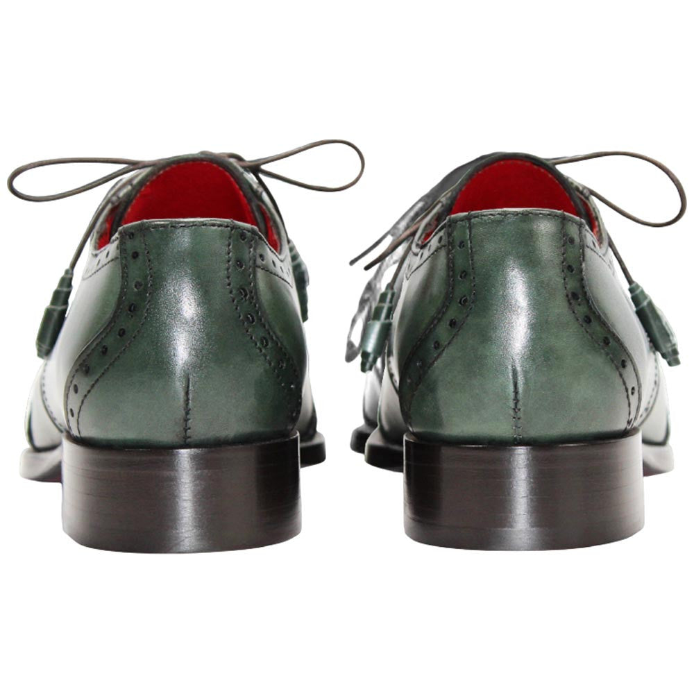 Fennix of Italy Genuine Alligator Skin JAX Green Trendy Derby Shoe (US Men Size)