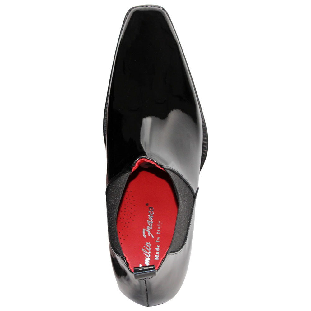 Emilio Franco Leonardo Black Patent Leather Chelsea Dress Boots