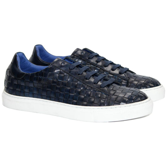 Tropea Navy Calf-Skin Basket Weave | Emilio Franco Casual Dress Shoes for Men