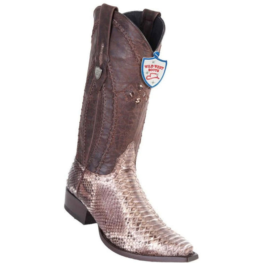 Wild West Rustic Brown Python Snip Toe Boots