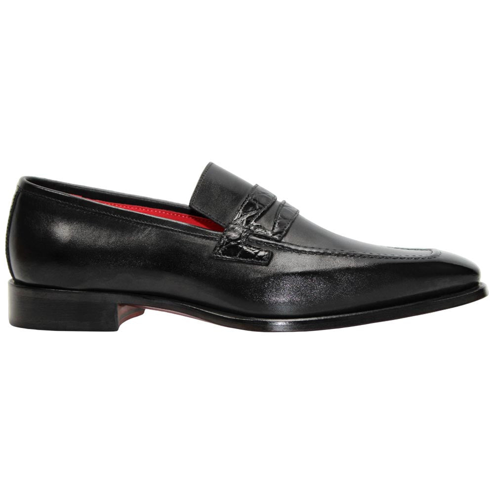 Fennix of Italy Genuine Alligator Skin LIAM Black Dress Loafers (USA Men Size)