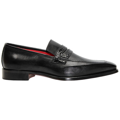 Fennix of Italy Genuine Alligator Skin LIAM Black Dress Loafers (USA Men Size)