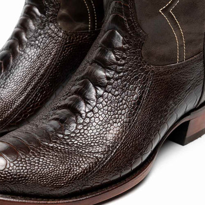 Denver Genuine Ostrich Leg Skin Brown Cowboy Boot | Marco Di Milano Western Boots